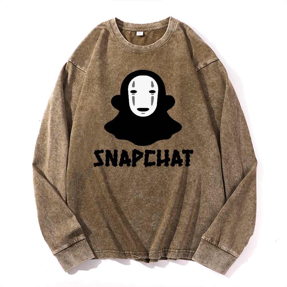 Snapchat Vintage Cotton Wash Long-sleeve T-shirt