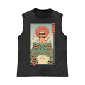 Ninja Cat and Frog Pure Cotton Wash-Dyed Sleeveless Tank Top