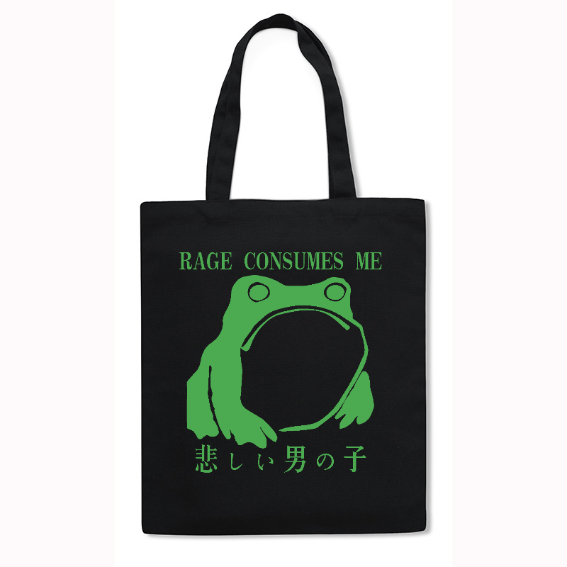 Rage Consumes Me Frog Japanese Style Canvas Tote Bag