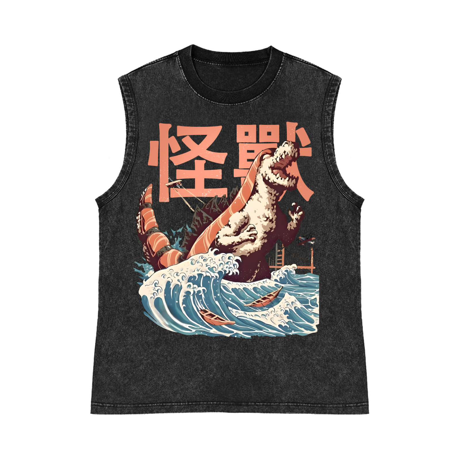 Monster Pure Cotton Wash-Dyed Sleeveless Tank Top