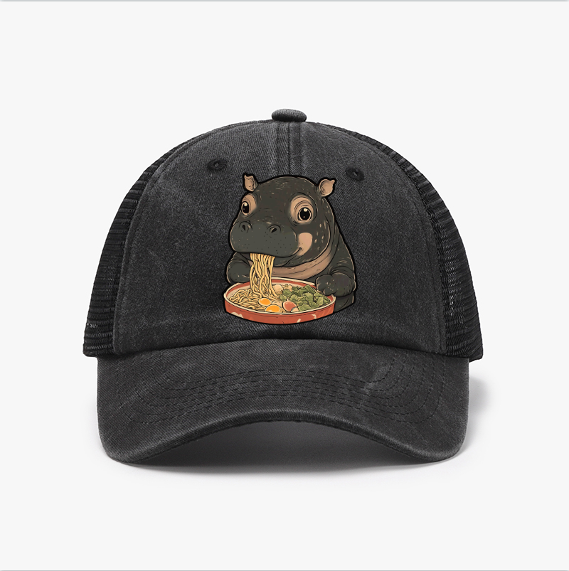 Hippo Ramen Vintage Cotton Breathable Hat