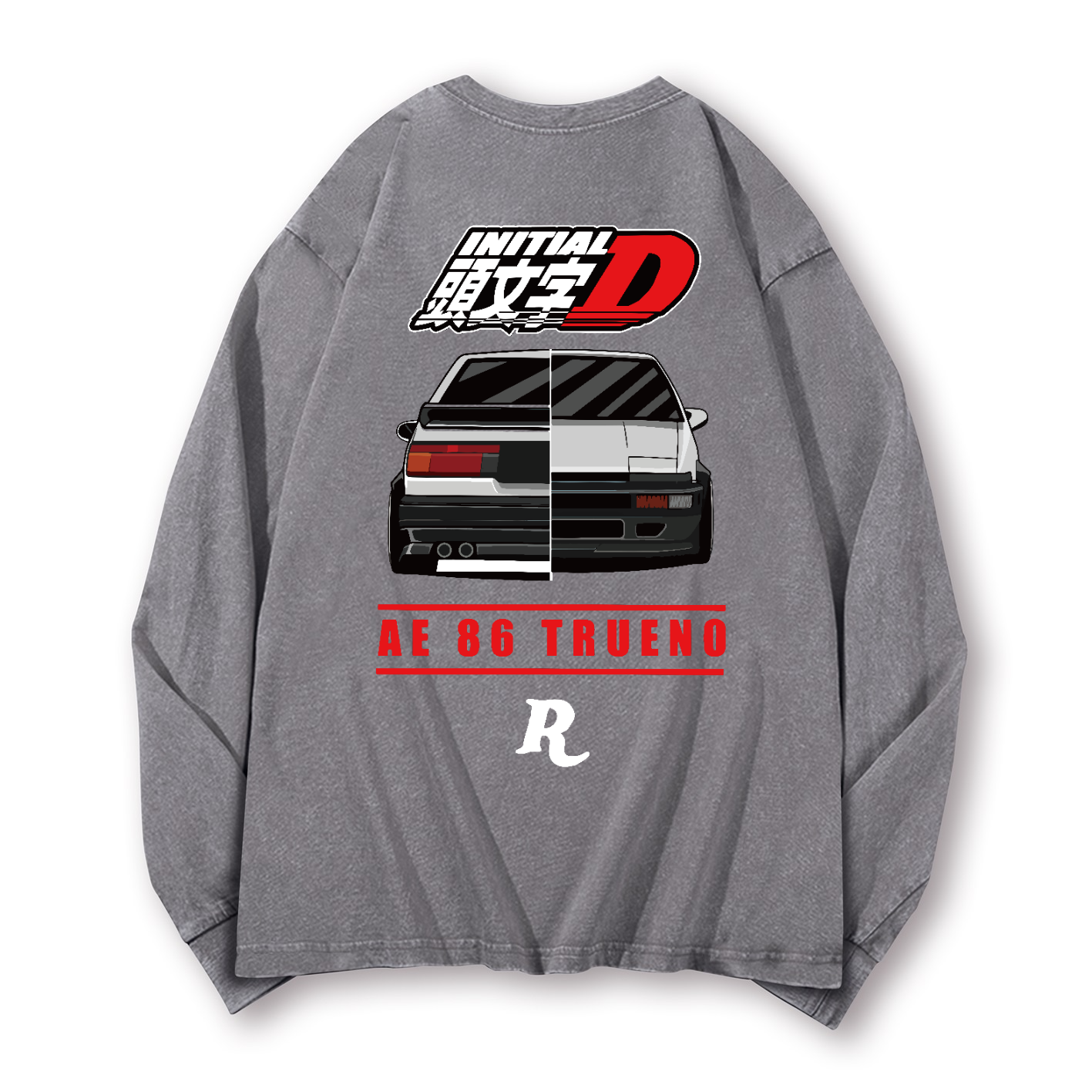 Initial D Vintage Washed Cotton Back Art Long-sleeve T-shirt