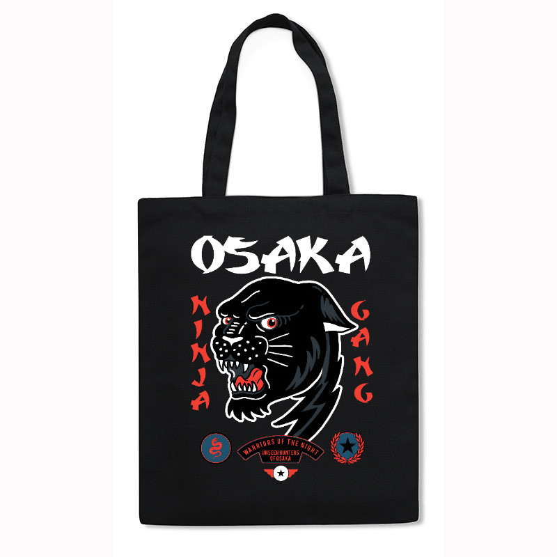 Osaka Panther Japanese Style Canvas Tote Bag