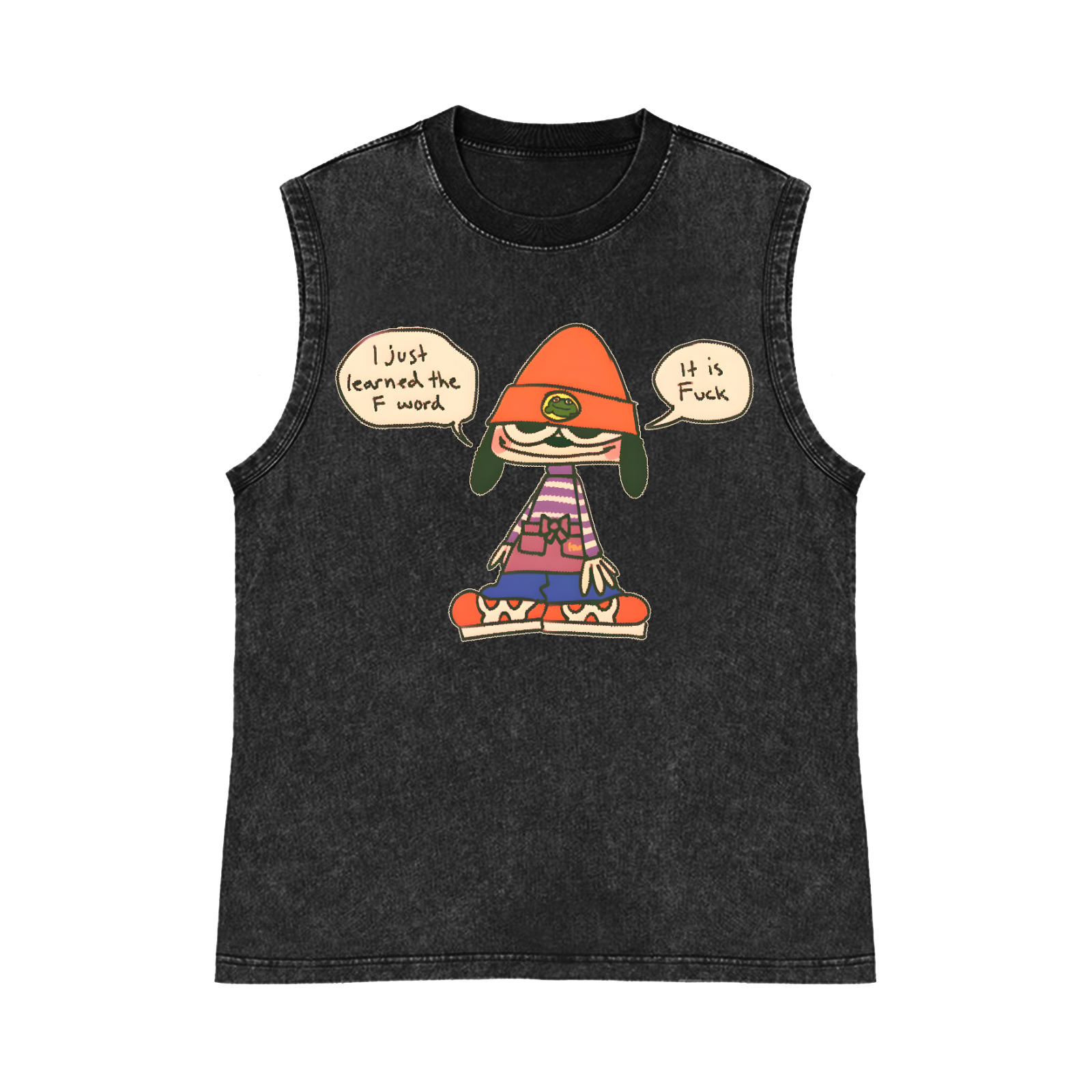 Parappa the Rapper Pure Cotton Wash-Dyed Sleeveless Tank Top