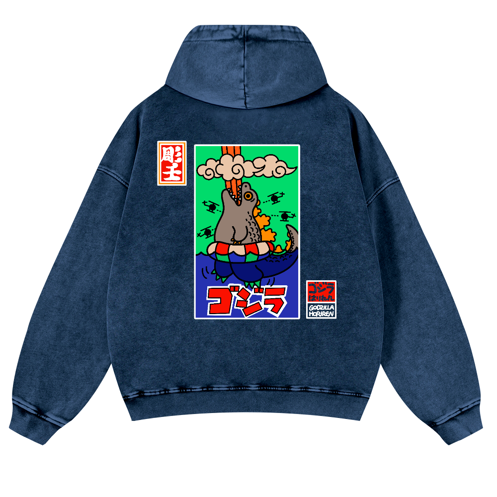 Kaiju Vintage Washed Cotton Back Art Hoodie