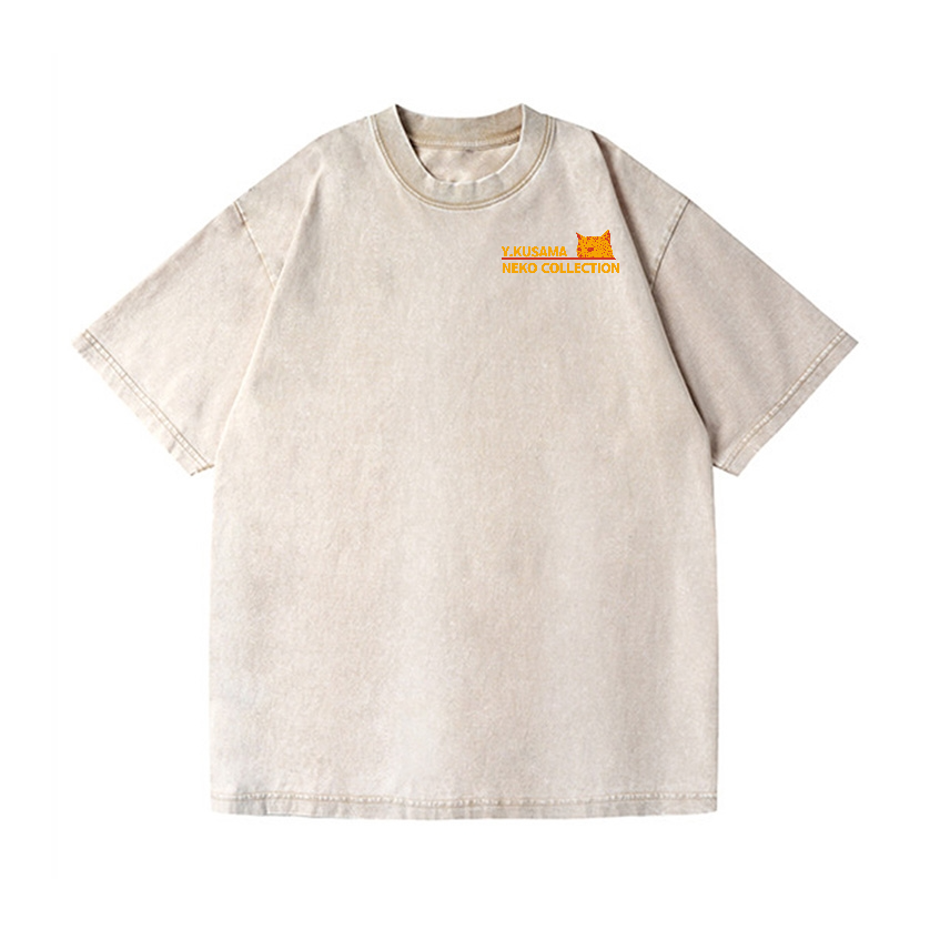 Yayoi Kusama Cat Vintage Wash Japanese Design Back Art T-Shirt