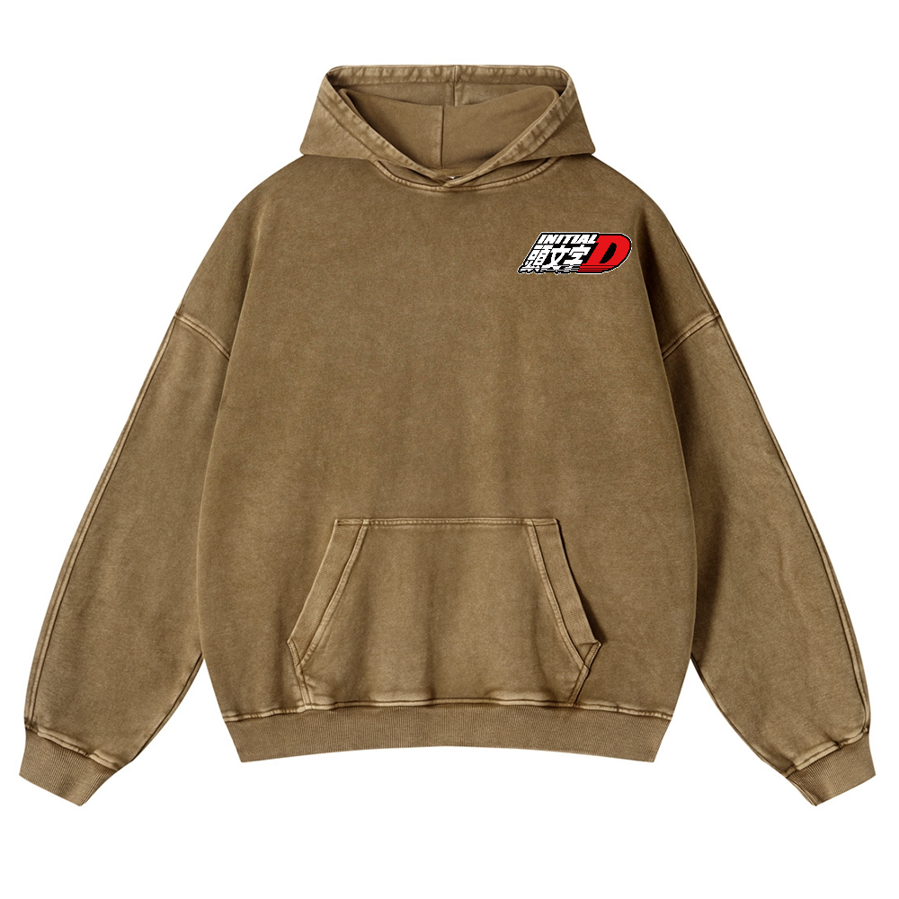 Initial D Vintage Washed Cotton Back Art Hoodie