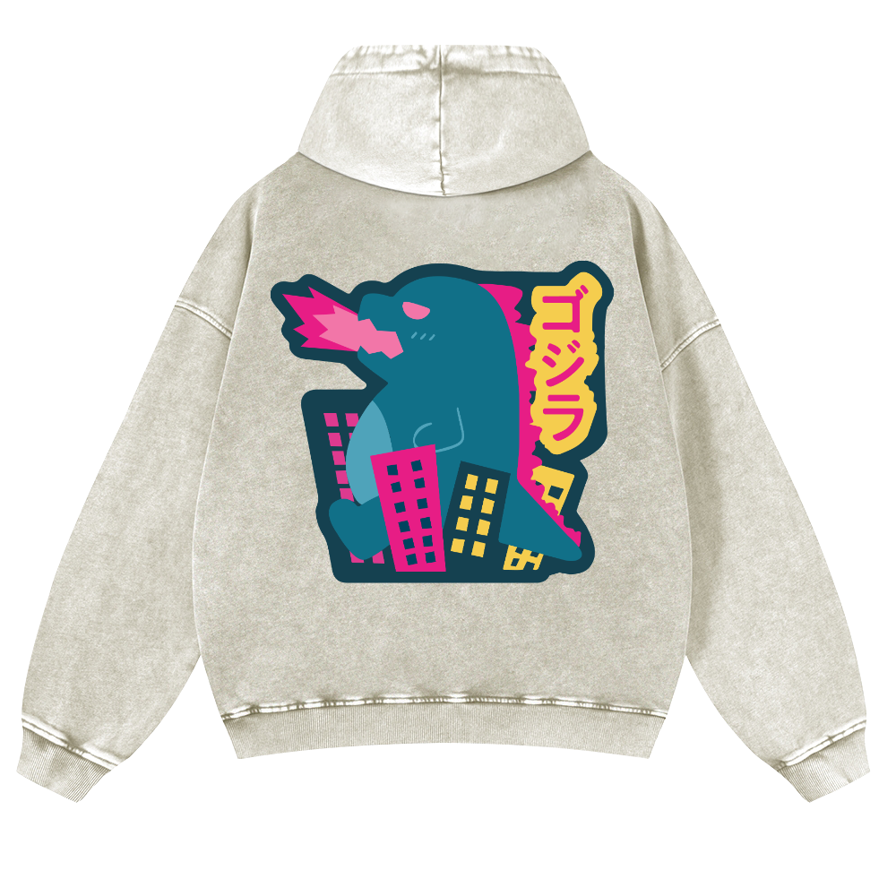 Kaiju Vintage Washed Cotton Back Art Hoodie