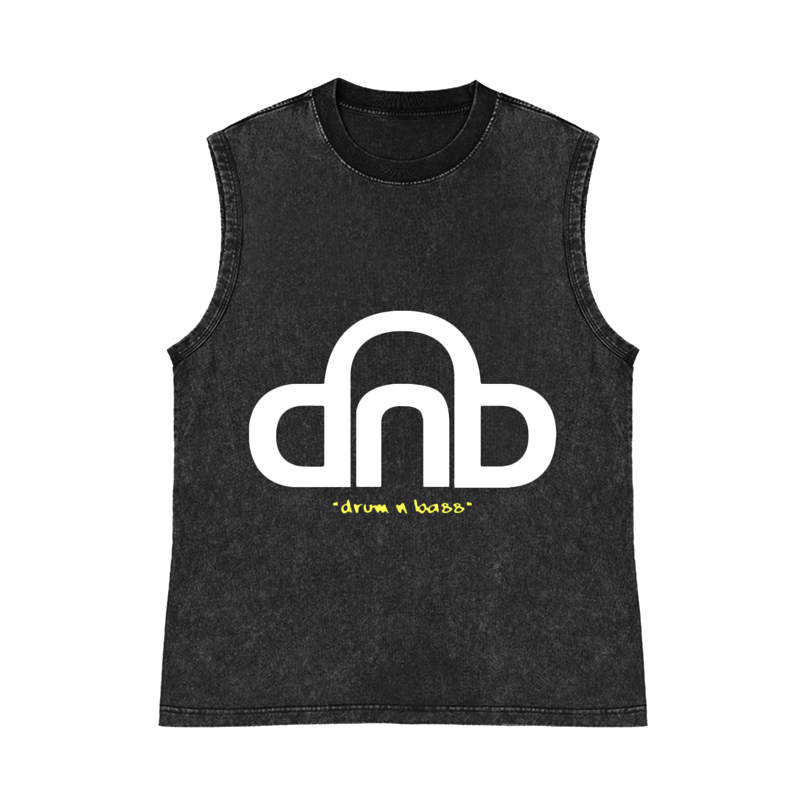 Drum & Bass Pure Cotton Wash-Dyed Sleeveless Tank Top