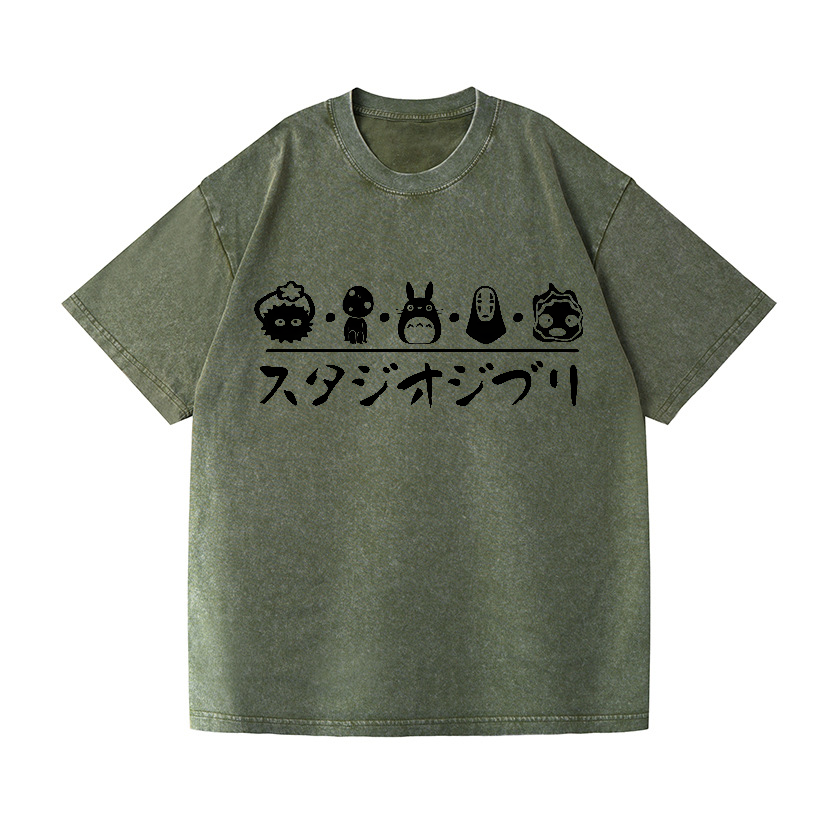Ghibli Totoro No Face Kaonashi Vintage Wash Japanese Design T-Shirt