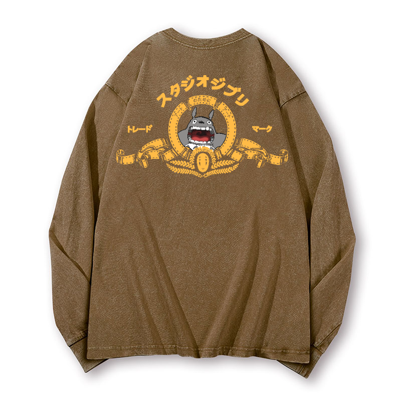 MGM Ghibli Totoro Vintage Washed Cotton Back Art Long-sleeve T-shirt