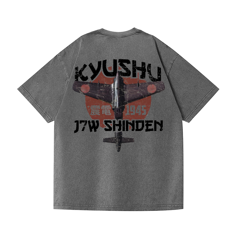 Kyushu J7W Shinden Fighter Vintage Wash Japanese Design Back Art T-Shirt