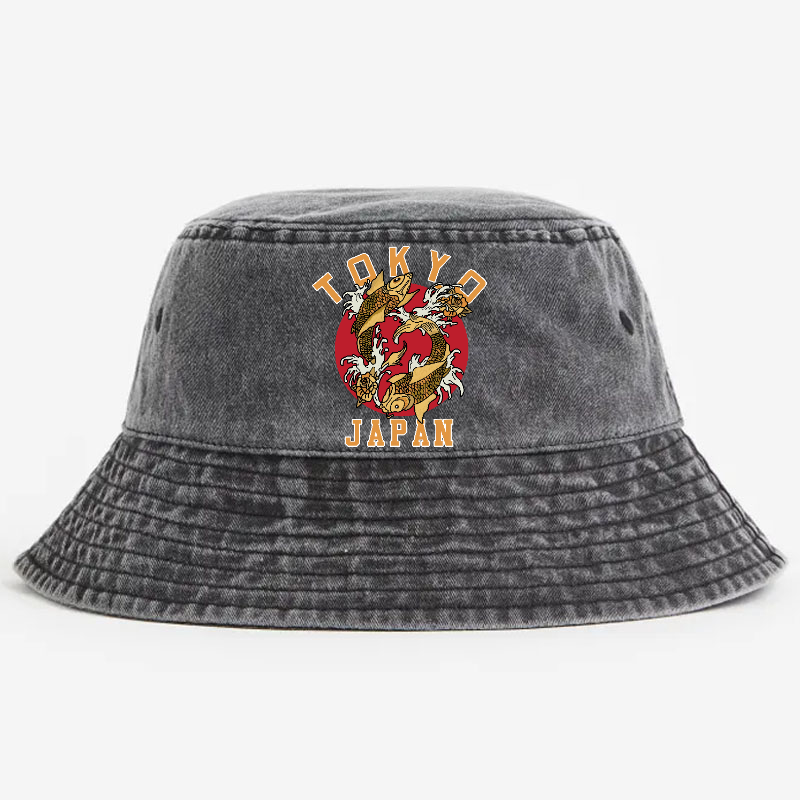 Tokyo Koi Fish Vintage 100% Cotton Bucket Hat