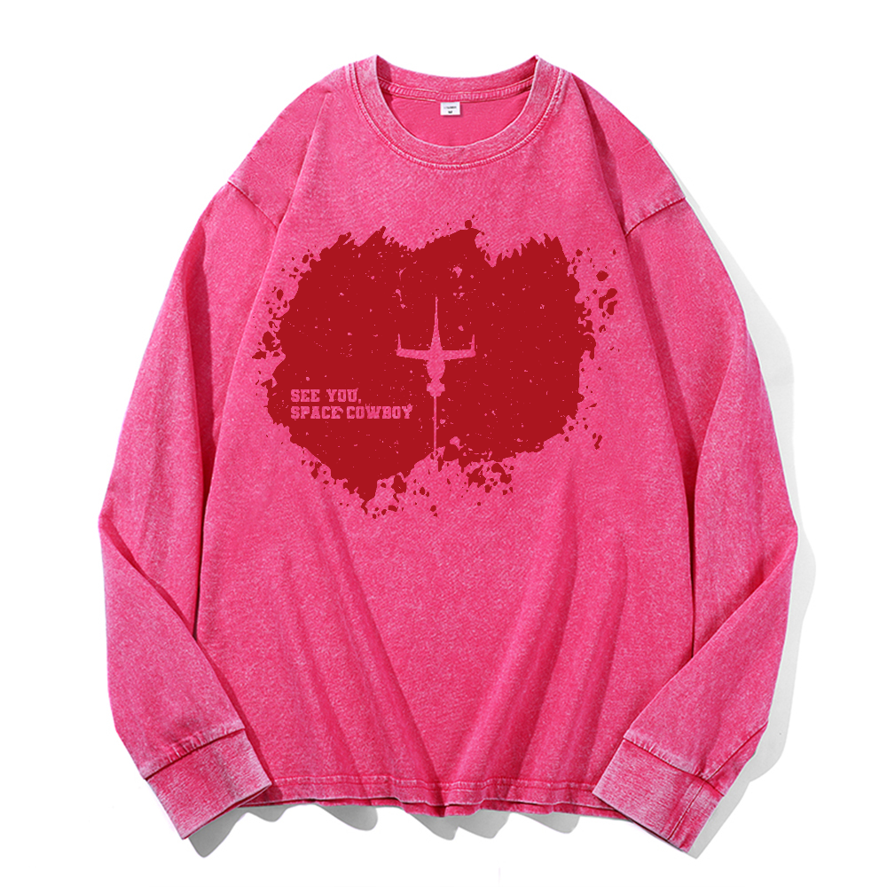 Cowboy Bebop Vintage Cotton Wash Crewneck Long-Sleeve T-Shirt