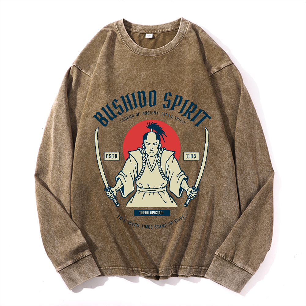 Vintage Cotton Wash Crewneck Long-Sleeve T-Shirt