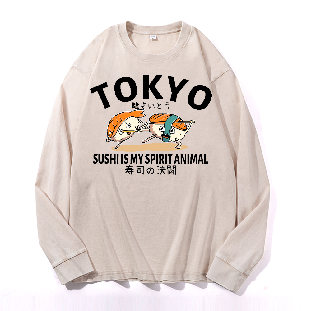 Sushi Vintage Cotton Wash Crewneck Sweatshirt