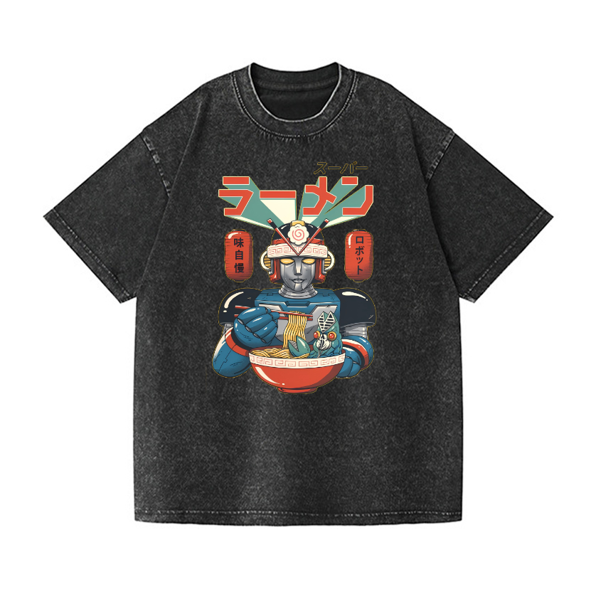 Ramen Robot Vintage Wash Japanese Design T-Shirt