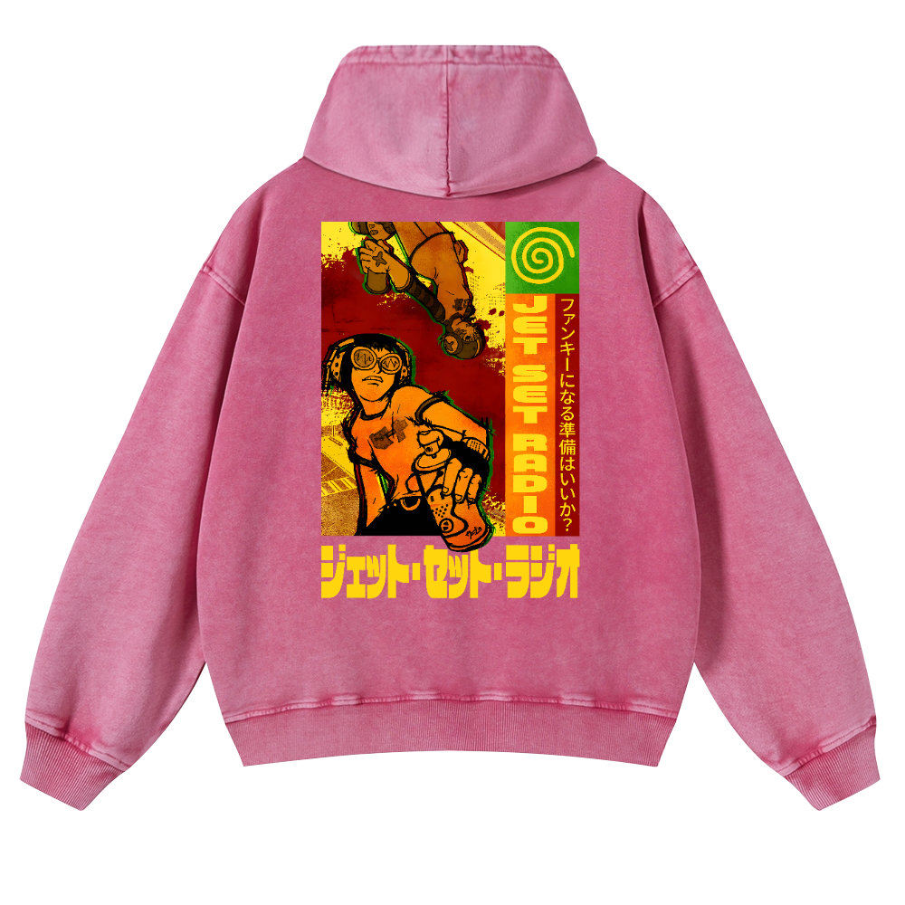 Jet Set Radio Vintage Washed Cotton Back Art Hoodie