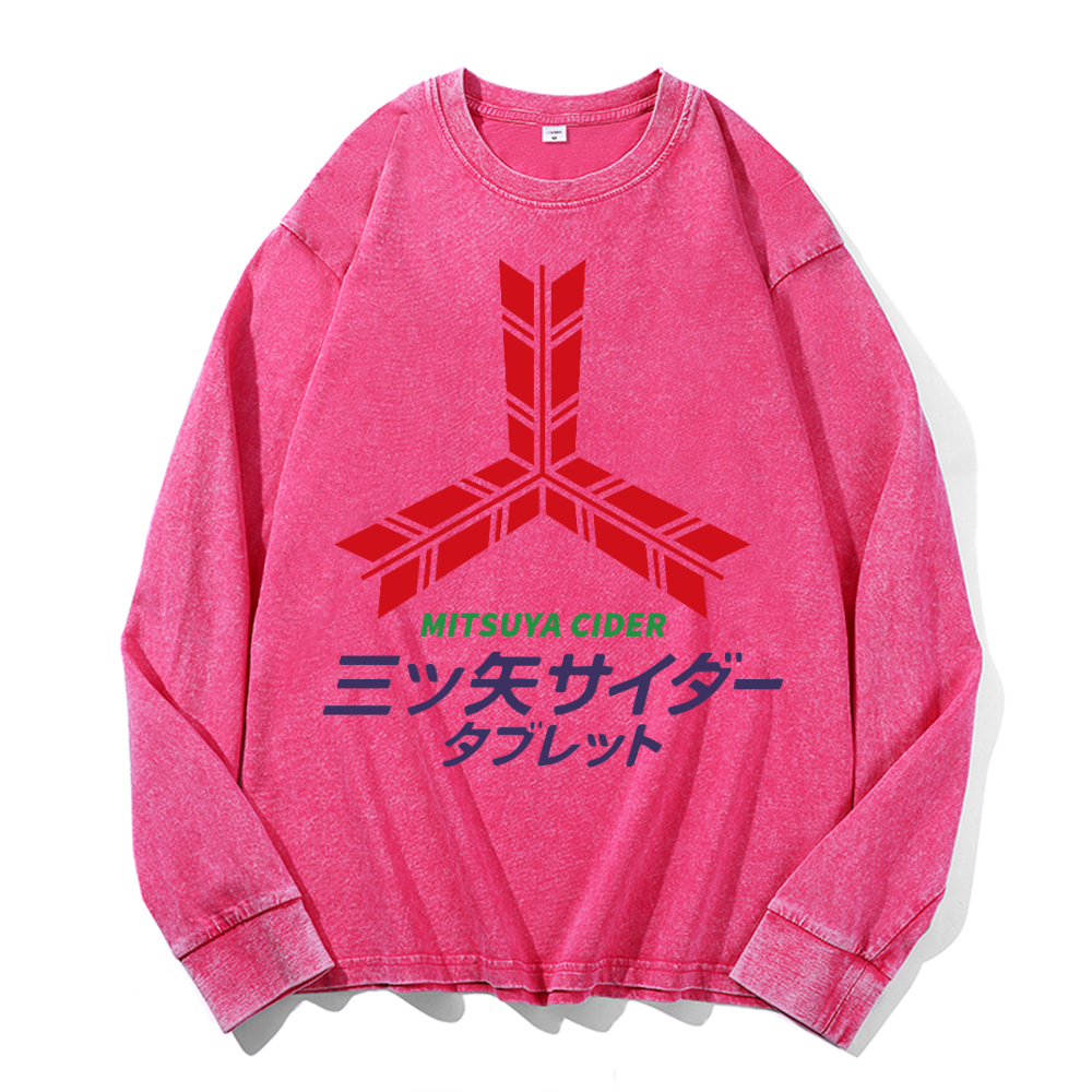 Vintage Cotton Wash Crewneck Long-Sleeve T-Shirt