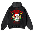 Christmas Puffer Fish Vintage Washed Cotton Back Art Hoodie