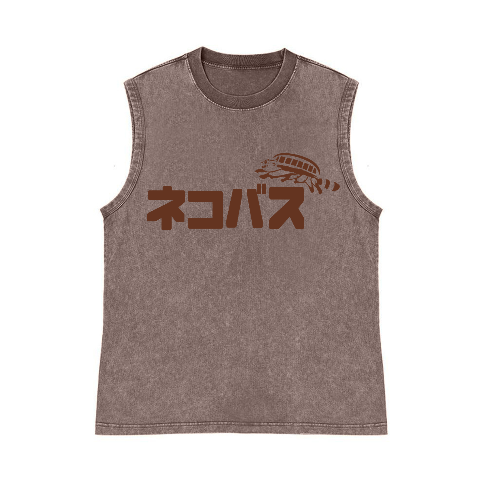 Ghibli Catbus Pure Cotton Wash-Dyed Sleeveless Tank Top