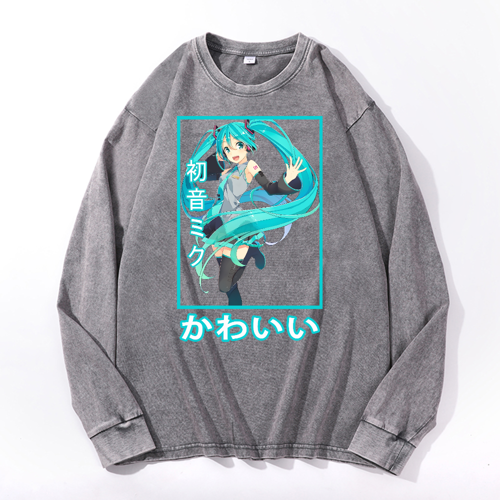 Hatsune Miku Vintage Cotton Wash Long-sleeve T-shirt