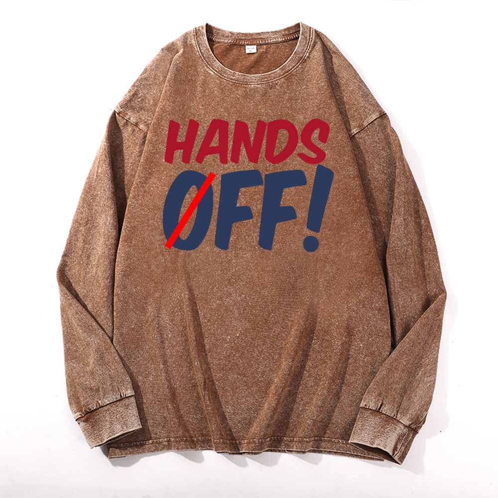 Hands Off! Vintage Cotton Wash Long-sleeve T-shirt