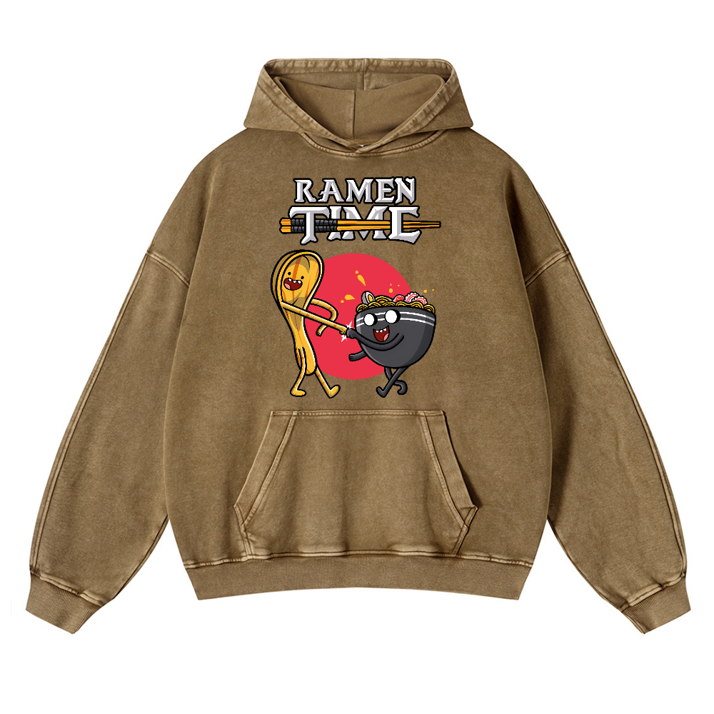 Ramen Vintage Washed Thick Cotton Hoodie