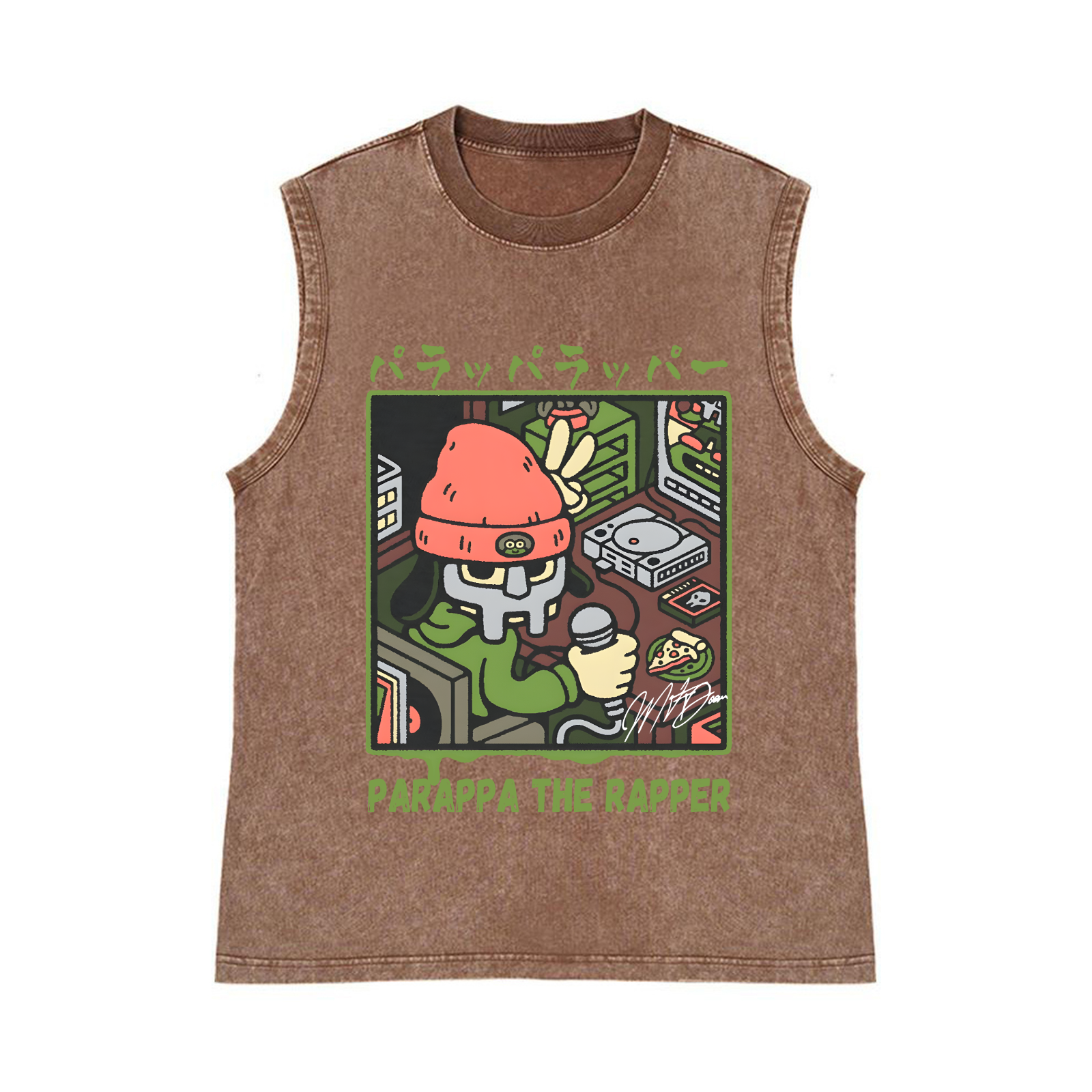 PaRappa the Rapper Pure Cotton Wash-Dyed Sleeveless Tank Top