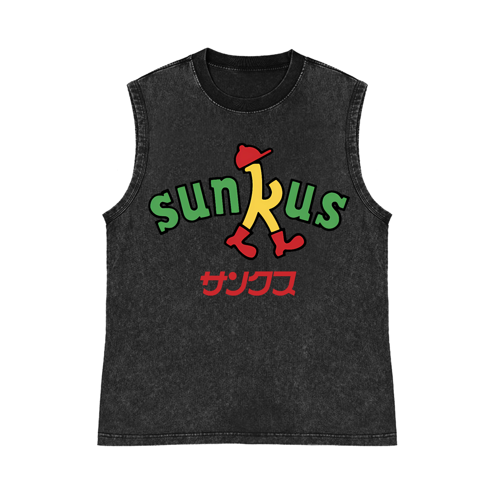 Sunkus Pure Cotton Wash-Dyed Sleeveless Tank Top