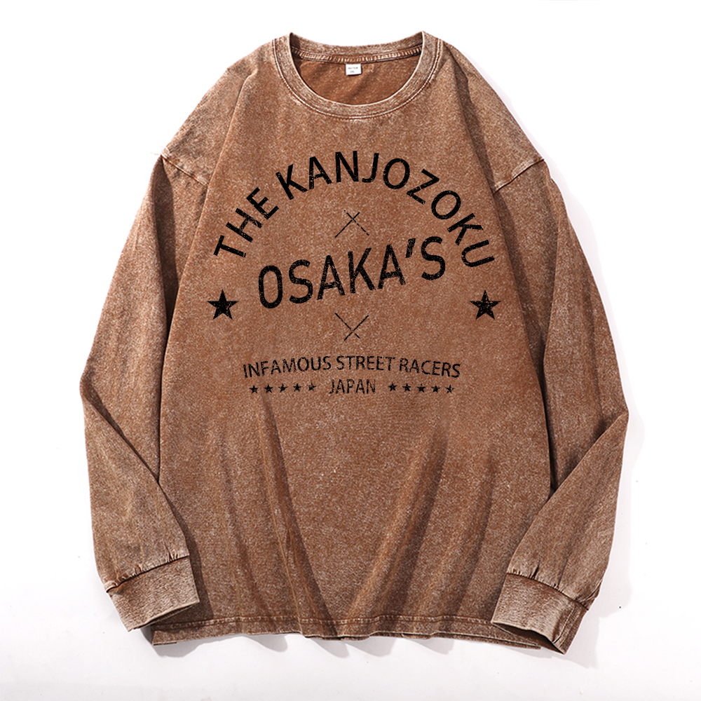 Osaka Vintage Cotton Wash Crewneck Long-Sleeve T-Shirt