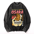 One Night in Osaka Tiger Vintage Cotton Wash Crewneck Long-Sleeve T-Shirt