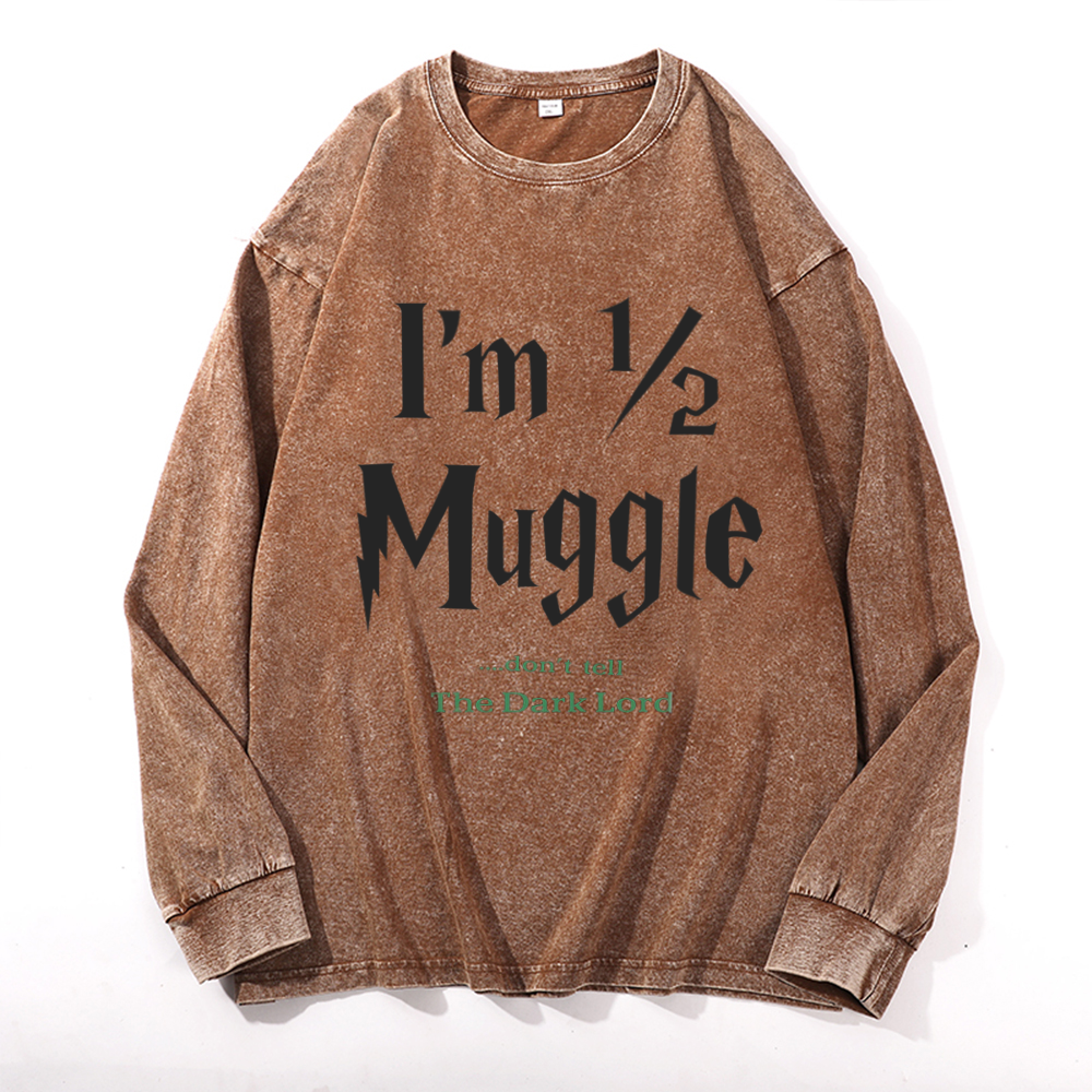 Vintage Cotton Wash Crewneck Long-Sleeve T-Shirt