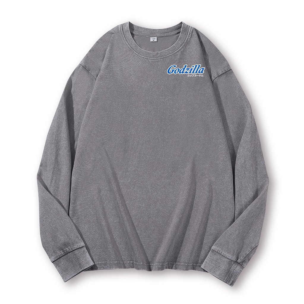 Cup Noodles Kaiju Vintage Washed Cotton Back Art Long-sleeve T-shirt