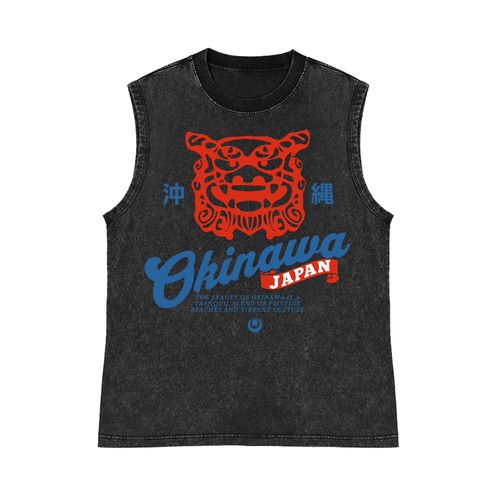 Okinawa Shisa Pure Cotton Wash-Dyed Sleeveless Tank Top