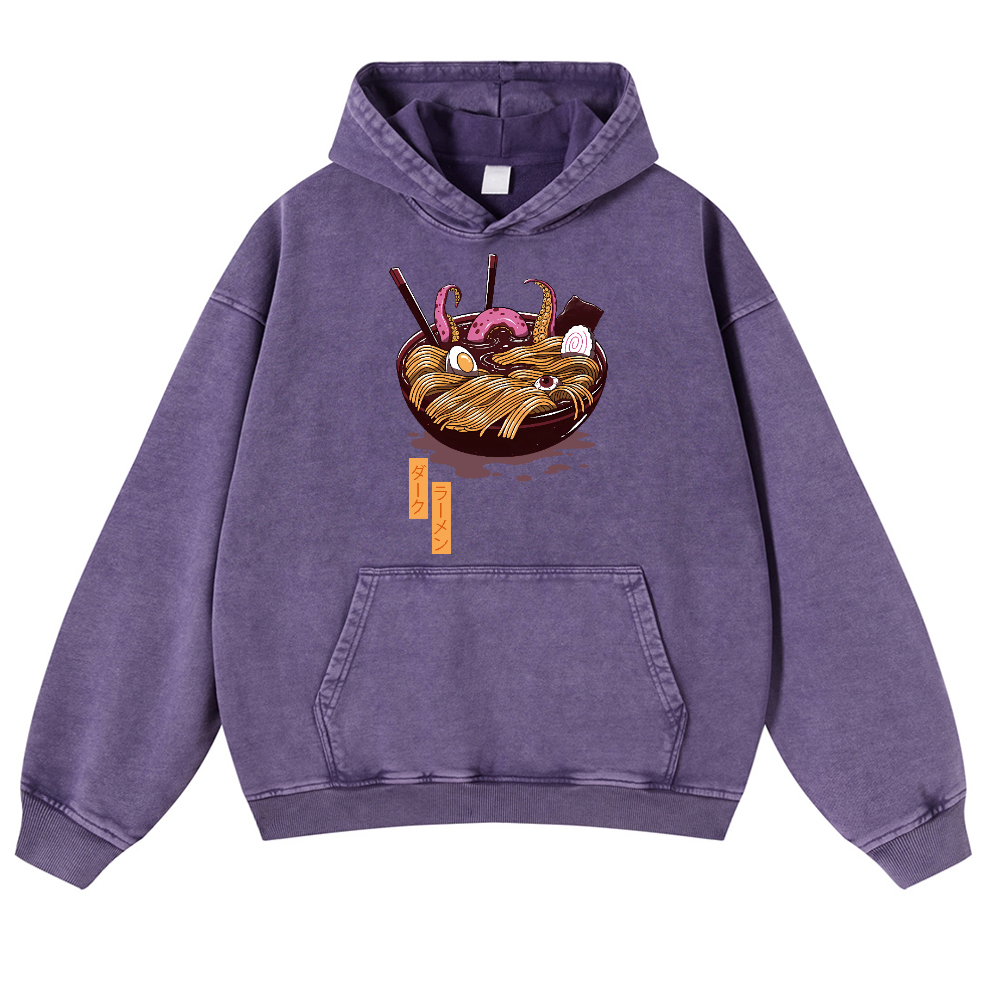 Dark Ramen Vintage Washed Thick Cotton Hoodie