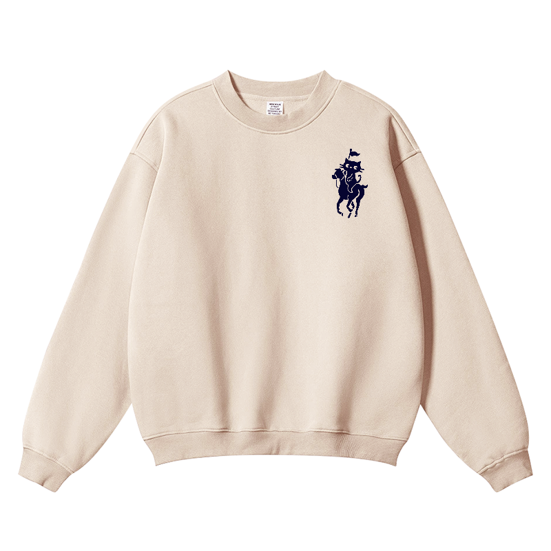Neko Cat Vintage Cotton Blend Crewneck Sweatshirt