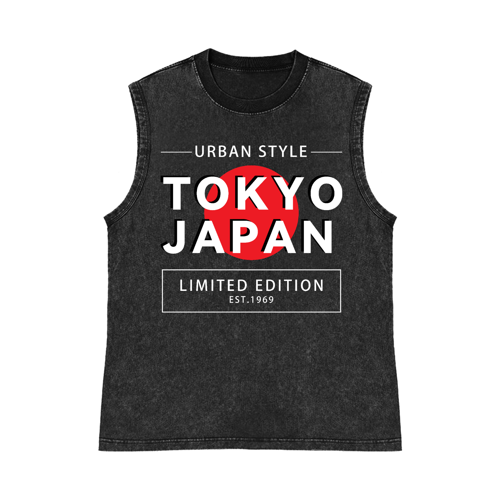 Tokyo Japan Pure Cotton Wash-Dyed Sleeveless Tank Top