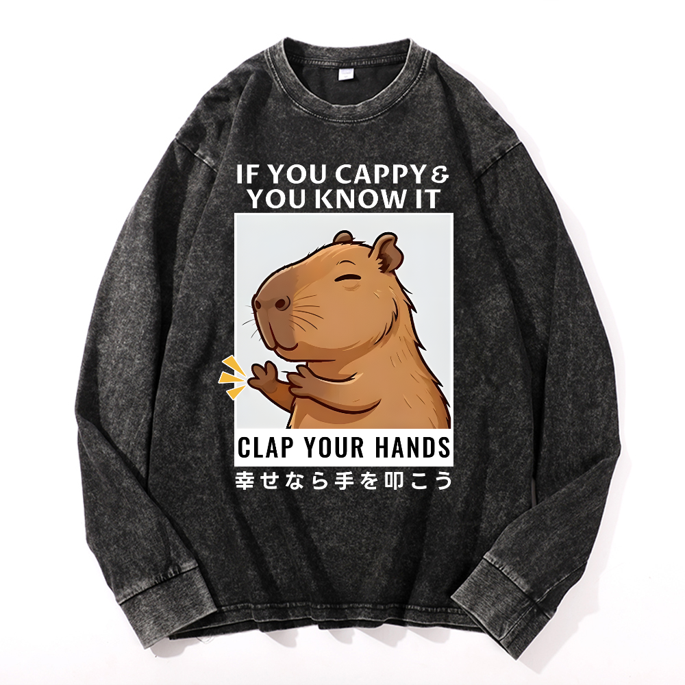 Capybara Vintage Cotton Wash Long-sleeve T-shirt