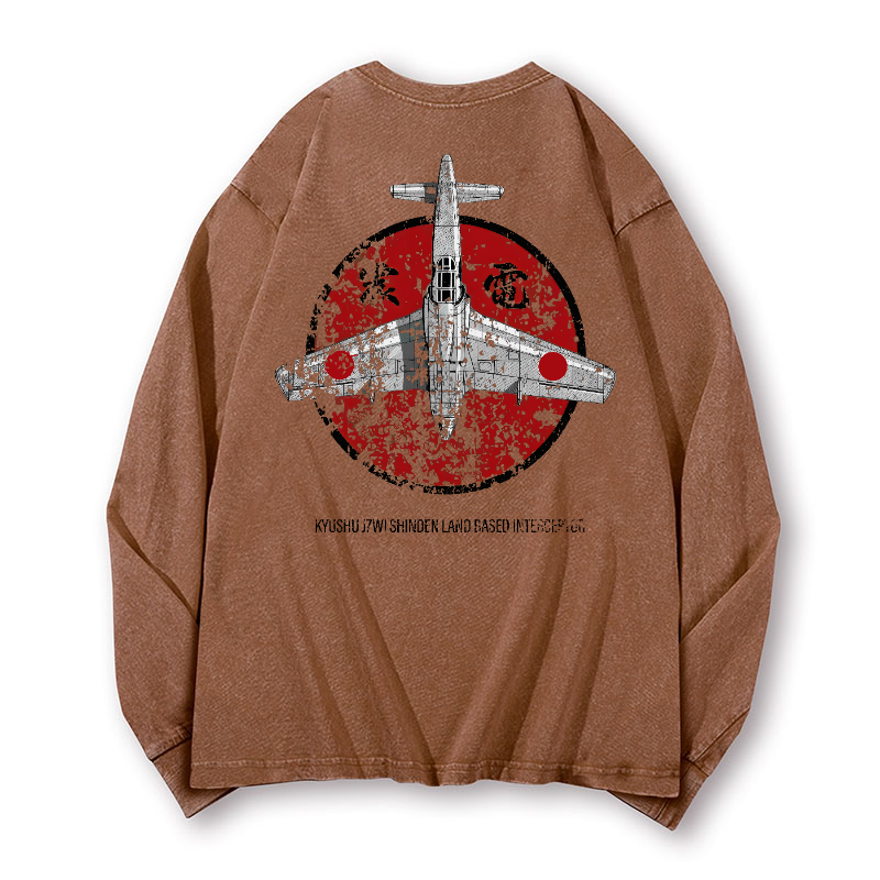 Shinden Fighter Alternate Vintage Washed Cotton Back Art Long-sleeve T-shirt