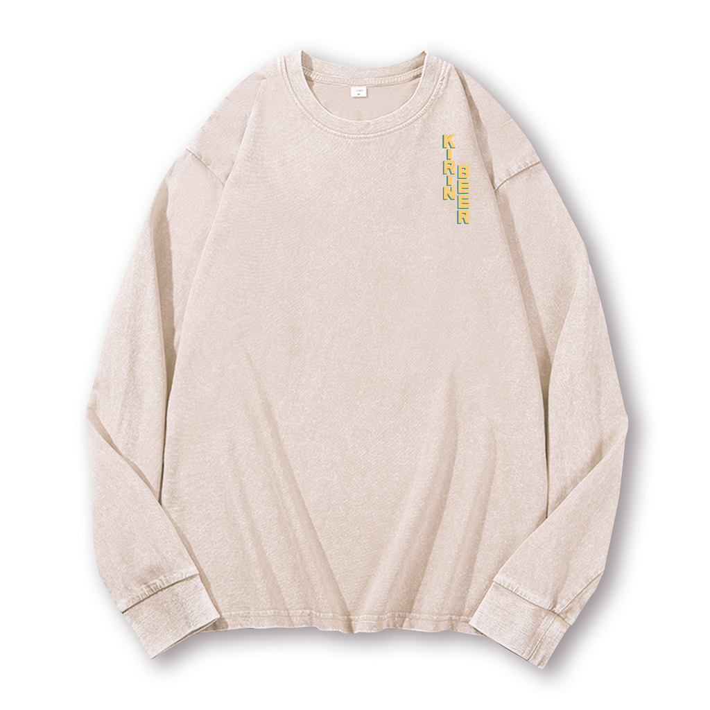 Kirin Beer Vintage Washed Cotton Back Art Long-sleeve T-shirt