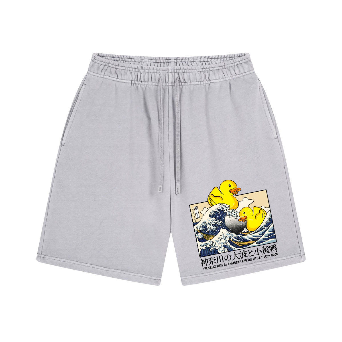 Duck Great Wave Ukiyoe Vintage Pure Thick Cotton Shorts