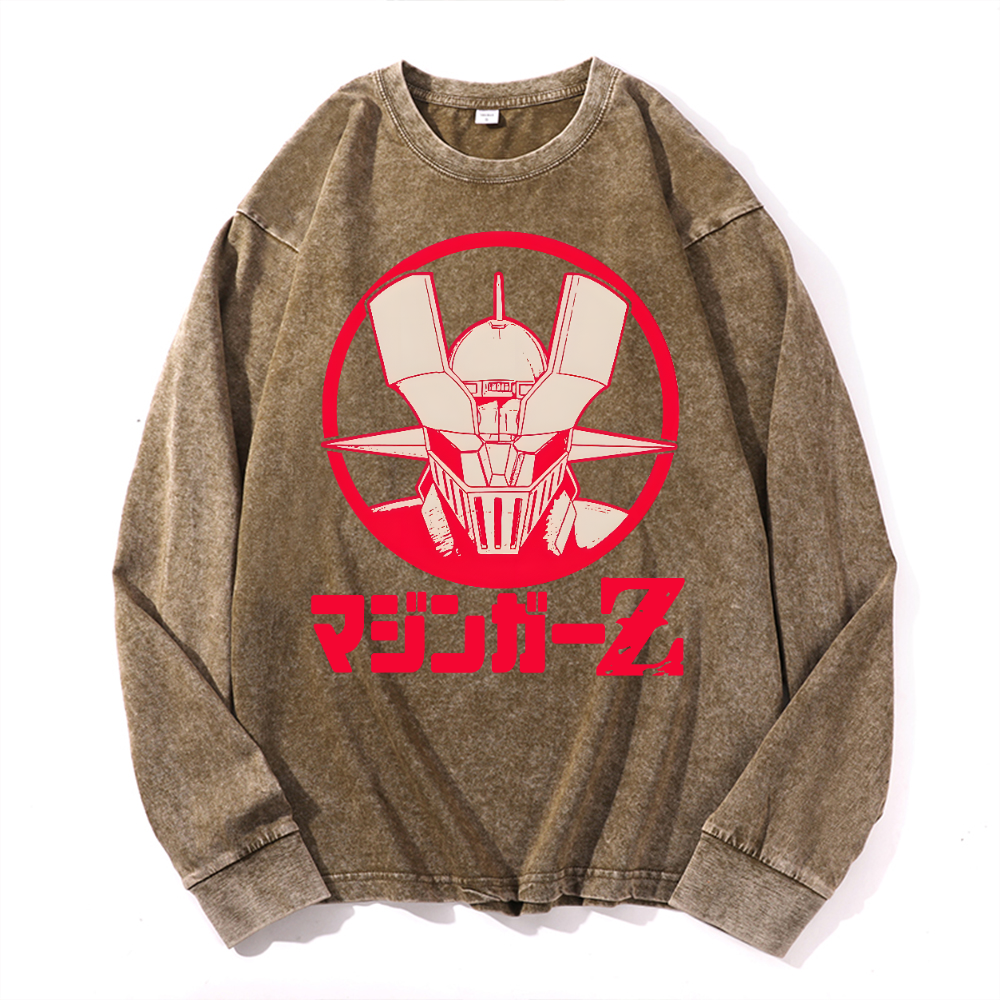 Mazinger Z Vintage Cotton Wash Long-sleeve T-shirt