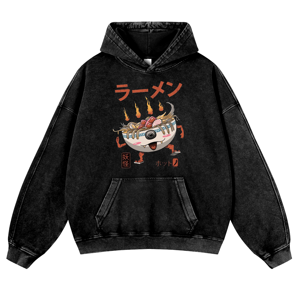 Ramen Monster Vintage Washed Thick Cotton Hoodie