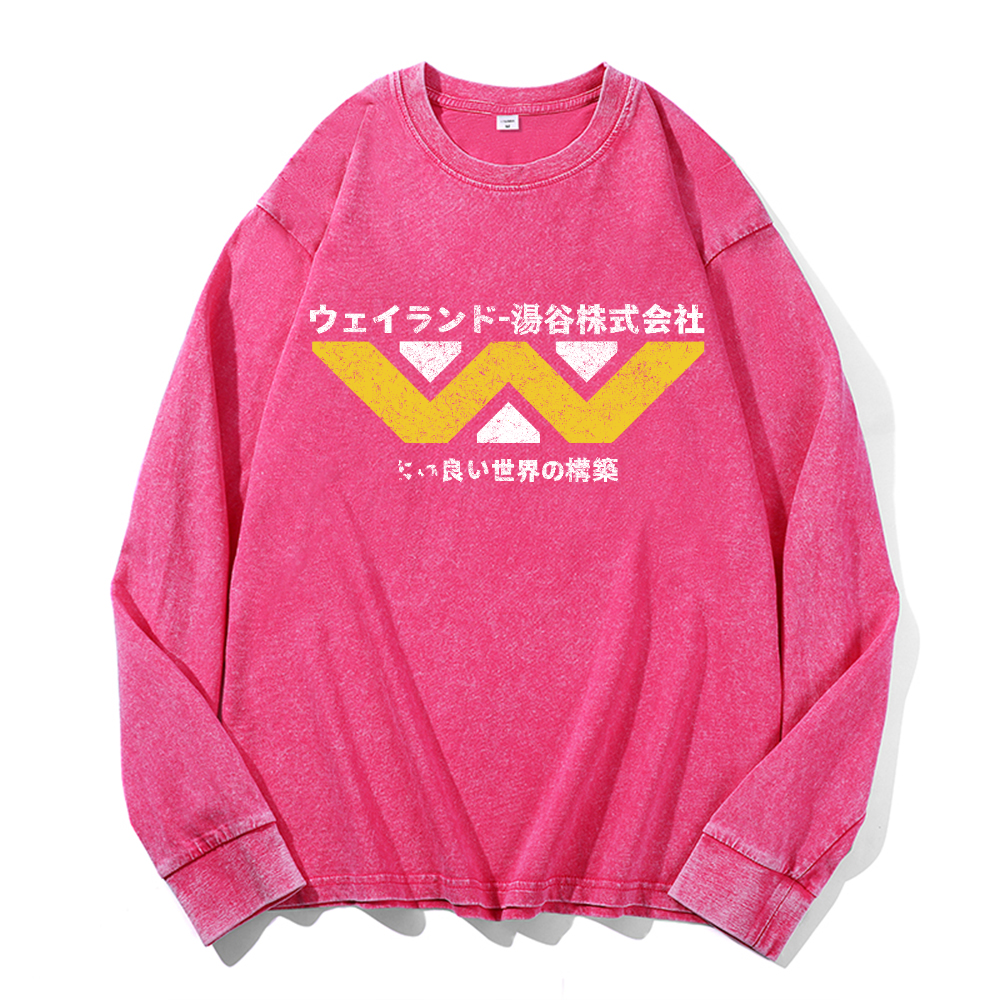 Weyland Yutani  Vintage Cotton Wash Crewneck Long-Sleeve T-Shirt