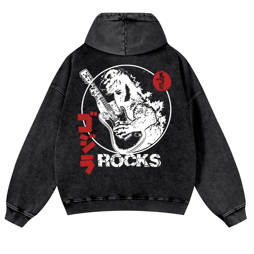 Rock Kaiju Vintage Washed Cotton Back Art Hoodie