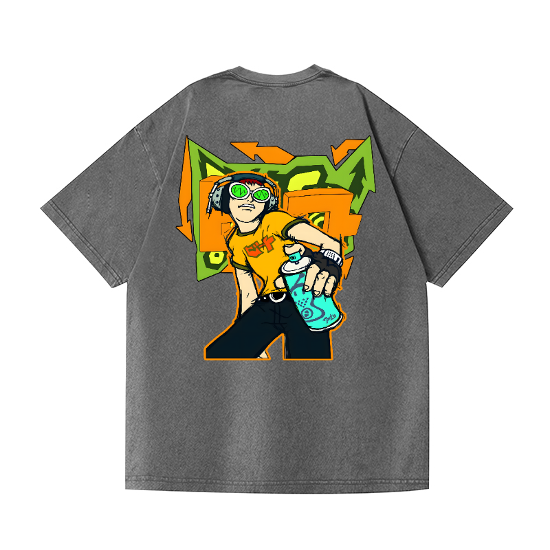 Jet Set Radio Vintage Wash Japanese Design Back Art T-Shirt