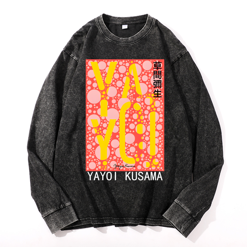 Yayoi Kusama Vintage Cotton Wash Crewneck Long-Sleeve T-Shirt