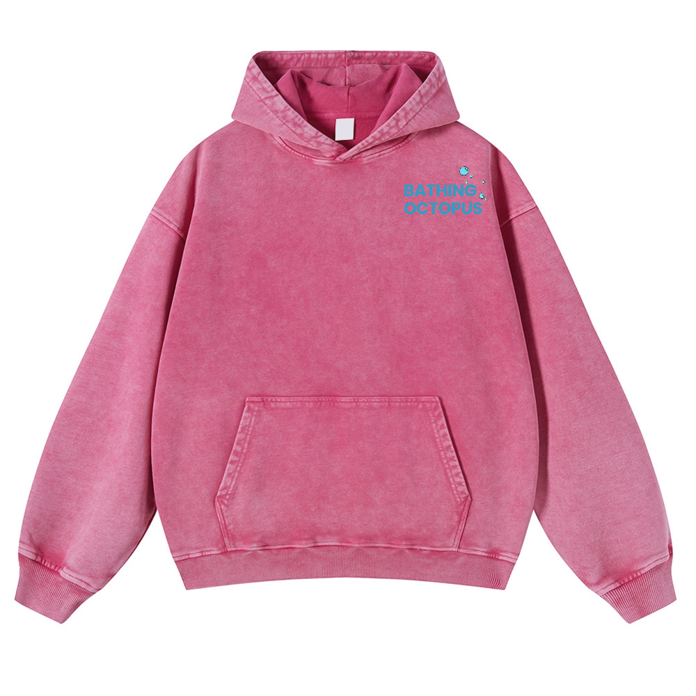 Bubble Bath Octopus Vintage Washed Cotton Back Art Hoodie