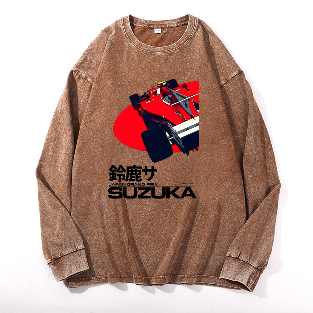 Vintage Cotton Wash Crewneck Long-Sleeve T-Shirt